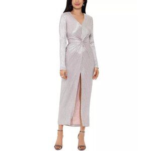 Womens Betsy & Adam 10 Metalic Evening Gown Wedding Guest NWT Twist Front 6823